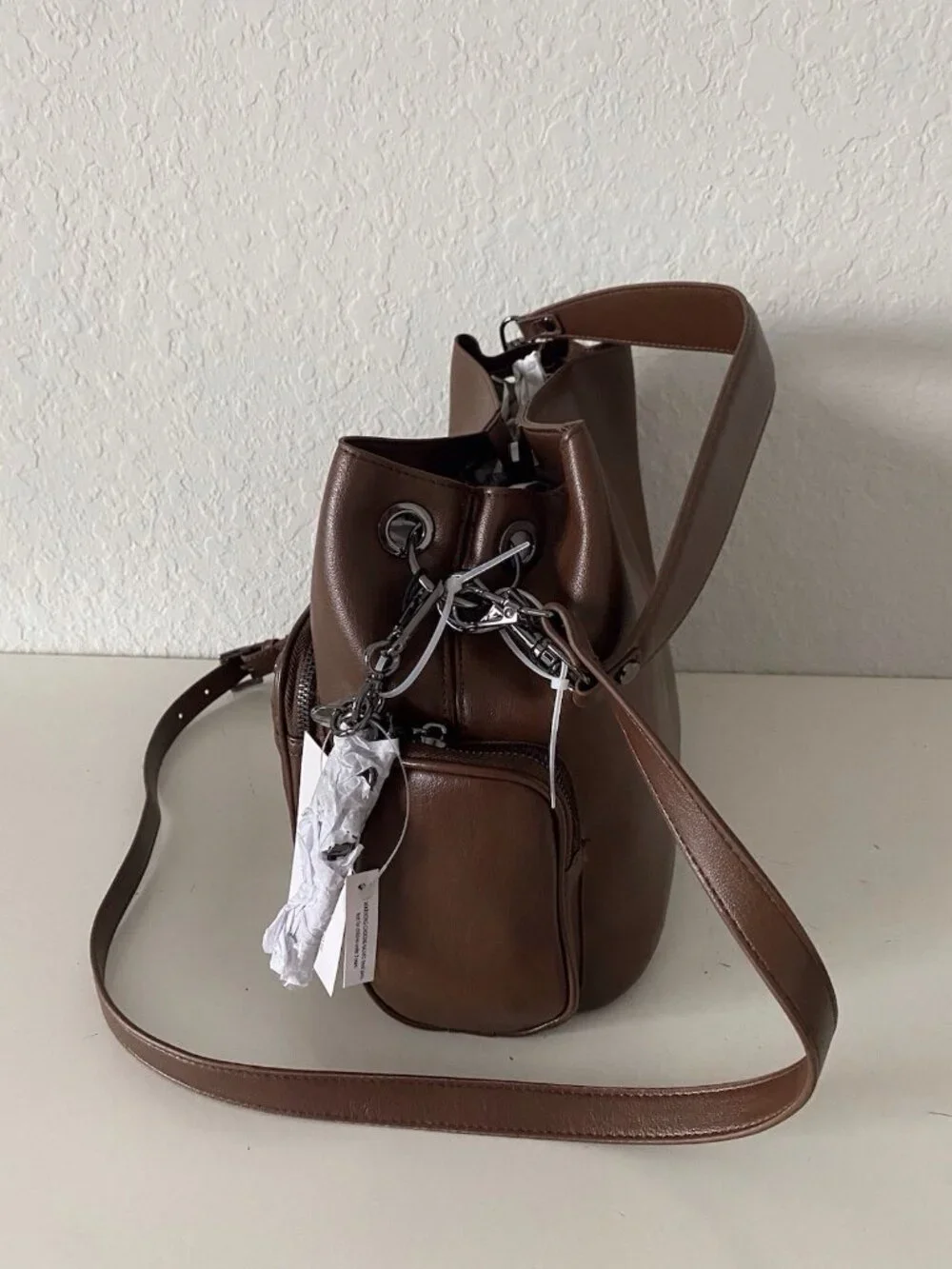 Steve Madden Bag Y2K Style Hobo Cargo In Brown W/Insert And Charms VIRAL NEW